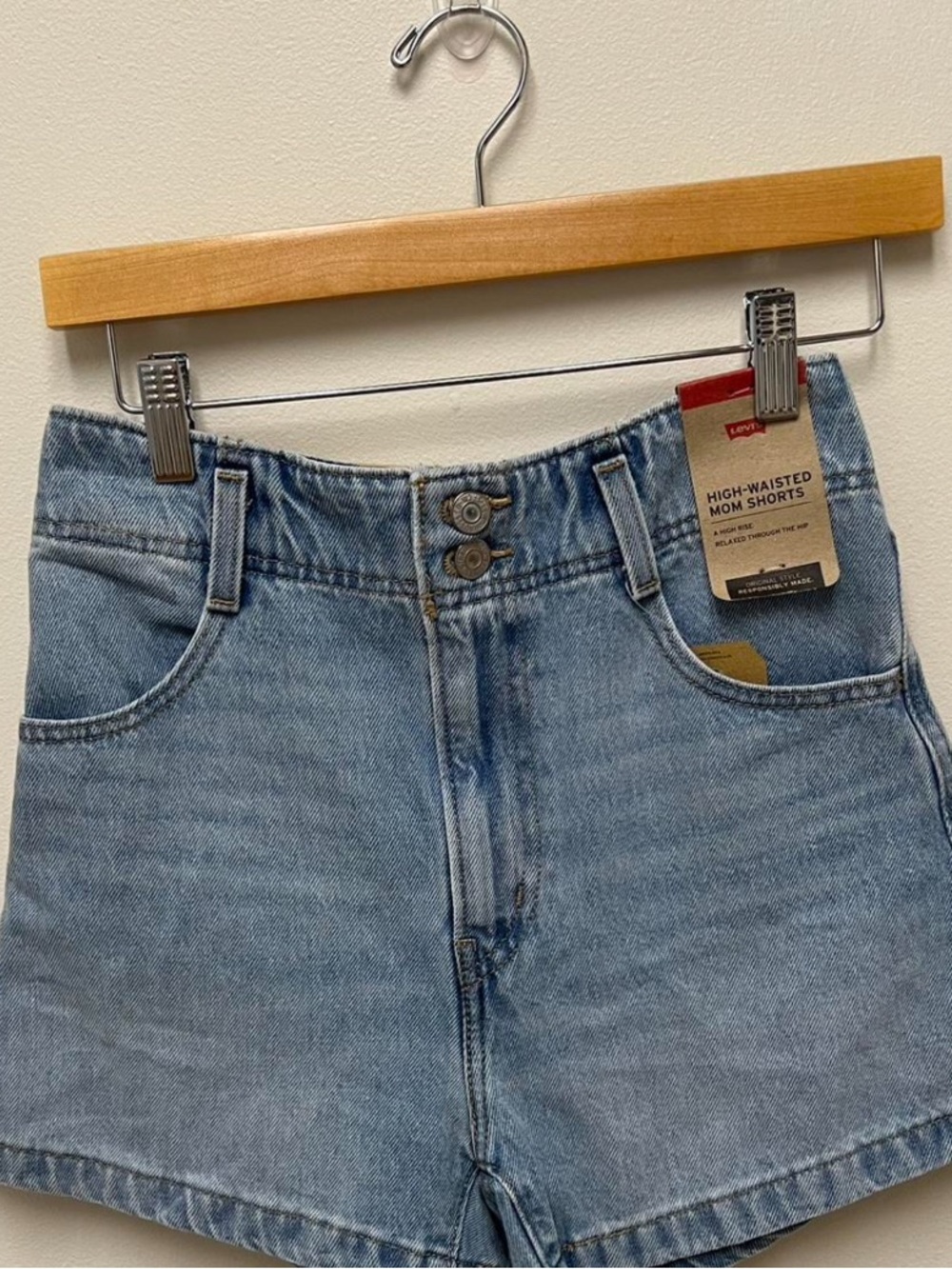 Levi's Light Blue High-Waisted Mom Shorts